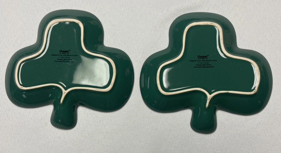 "Platos aperitivos trébol Chantal 5,5"" patrón verde 93-SHFP 14/4 retirados usados en excelente estado" Foto 3 de 4