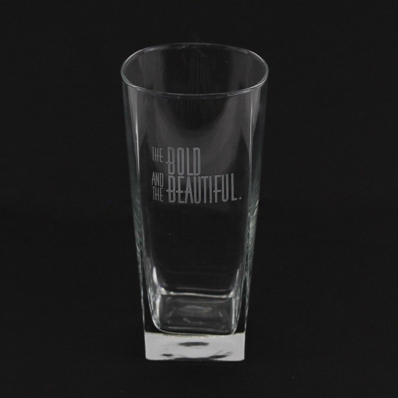 Unbranded "The Bold & The Beautiful" Clear Square-Shaped Drinking Glass 6.25"