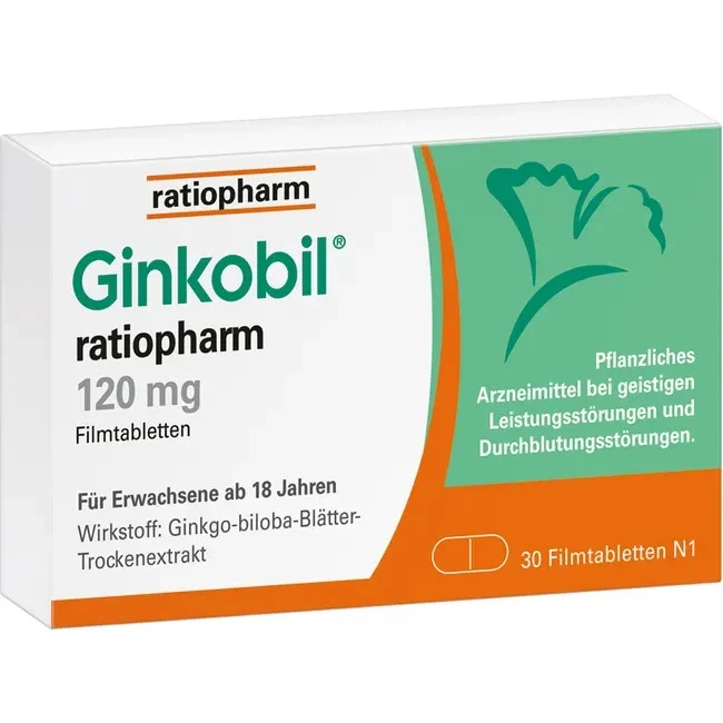 Ginkobil ratiopharm 120mg mit Ginkgo biloba, 30 Filmtabletten, PZN 06680869
