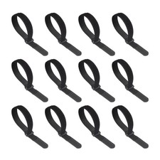 12pcs Reusable Cinch Straps 0.8"x11.8" Hook and Loop Cable Securing Strap, Black