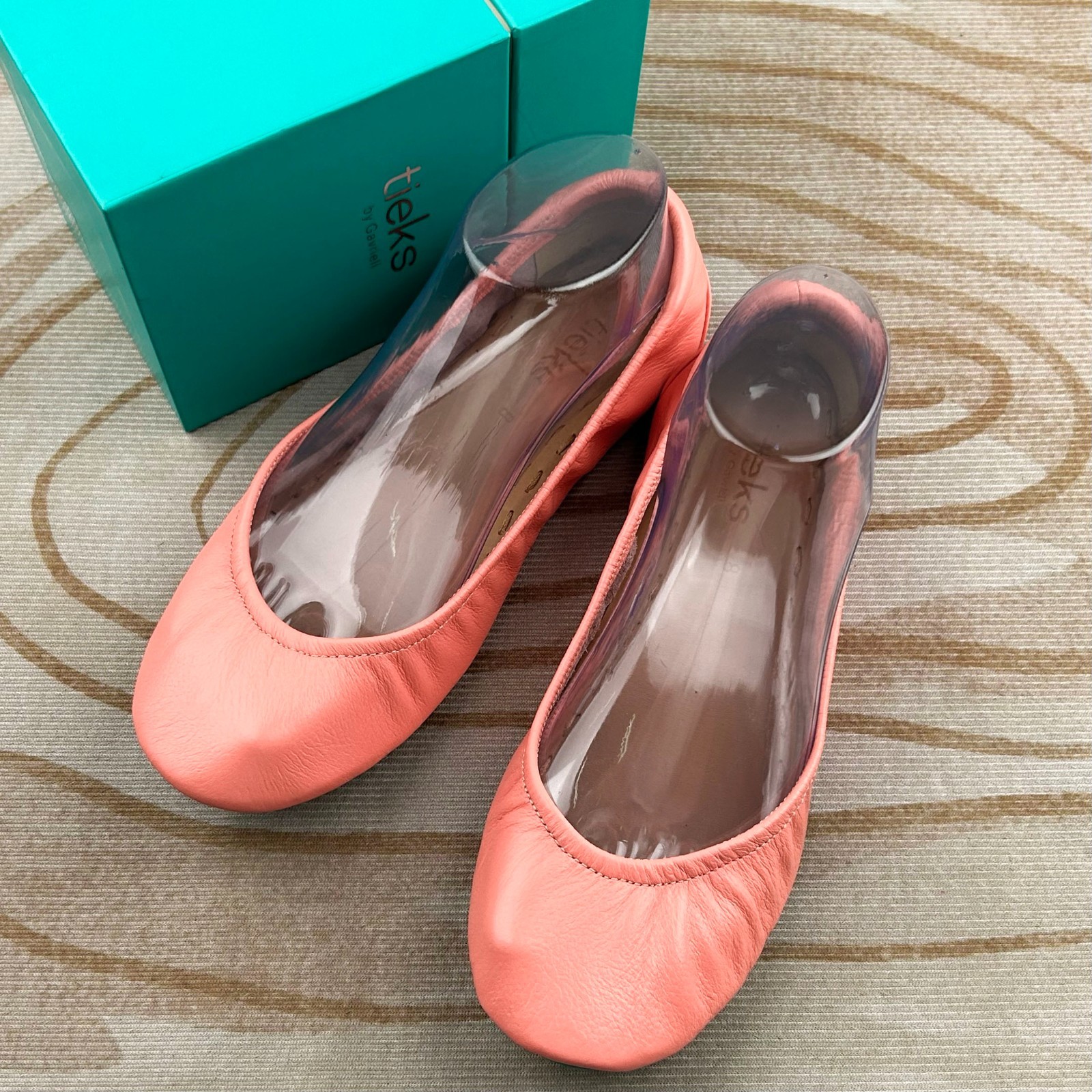 Tieks Ballet Flats Womens Pink Coral Poppy Round Toe Classic Modest Minimalist