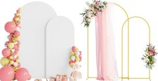 Wedding Arch Backdrop Stand and Cover Set of 2 Metal Arch Stand with Arch Cov...
