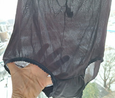 Vintage Bali Nylon Panties Sz 7L black Sheer Wide Gusset 2633 sissy