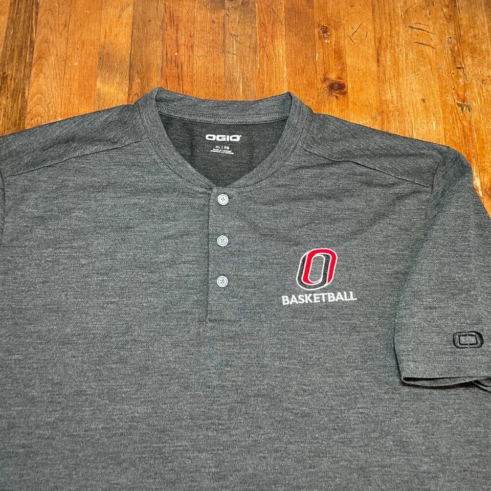 Nebraska Omaha Mavericks Polo Shirt Mens XL Gray UNO Basketball OGIO Blade - Image 2 of 4