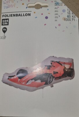 Folienballon, Rennwagen, Rating Team, 104 Cm, Neu, Gross
