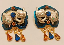 Lunch at The Ritz Persian Cat Enamel Post Earrings