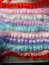 Double Layered Gathered Lace over Ribbon-choose Pink, White, Black, Ht Pink,Blue