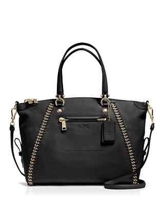 NWT Coach Prairie Whiplash Satchel Crossbody Handbag Black Pebbled