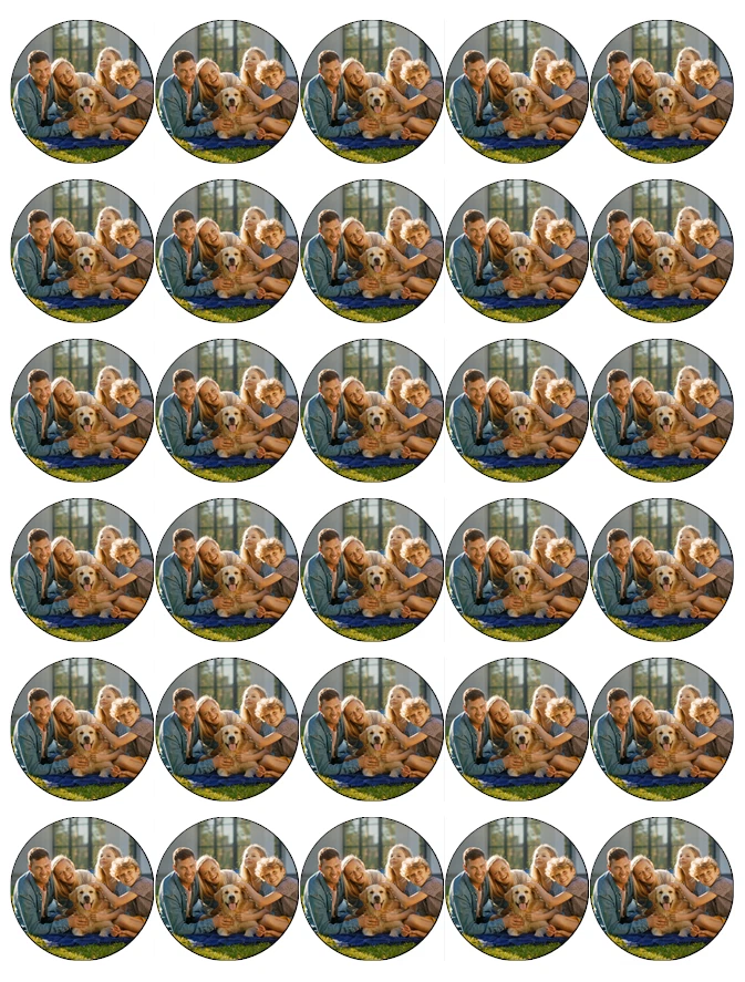 x 30 essbare Cupcake Topper Oblate Papier personalisiert Foto oder Logo Fee Kuchen
