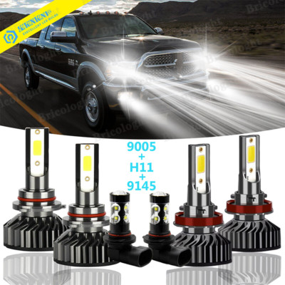 Set De 6 Luces Antiniebla LED Para Dodge Ram 1500-4500 2009-2017, Incluye 9005, H11 Y 9006, Color Blanco Frío 6000K
