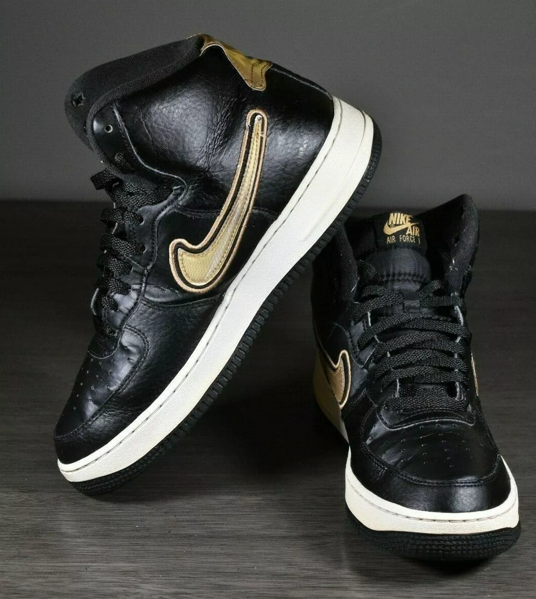 NEW Nike Air Force 1 '07 LV8 Metallic Swoosh Pack Black Gold