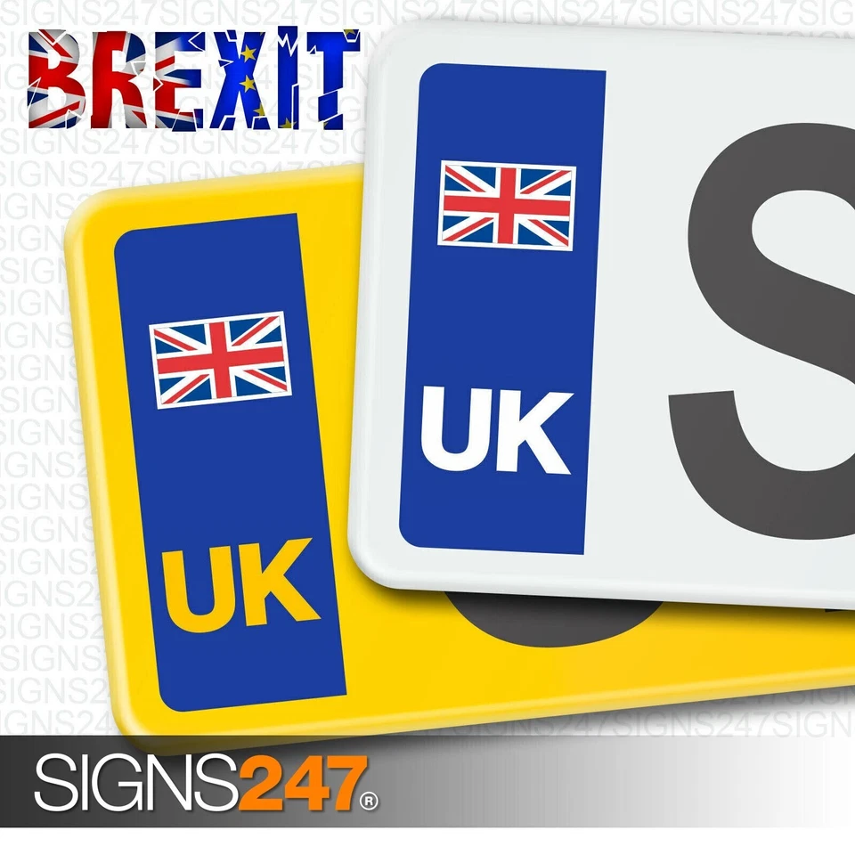 UK CAR NUMBER PLATE STICKER UNION JACK NO EU FLAG BREXIT - Vinyl Car Stickers