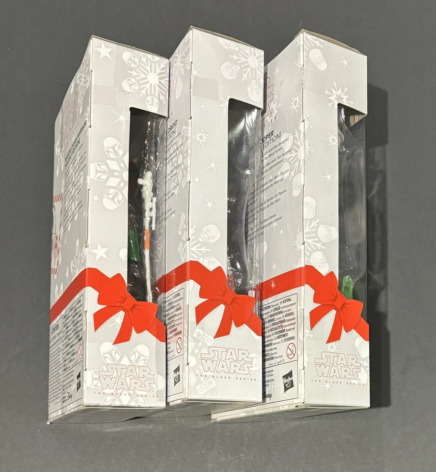Hasbro Black Series Star Wars Holiday-SnowTrooper, Mandalorian Warrior, KX Droid Foto 4 de 4
