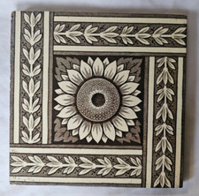 STUNNING MINTON SUNFLOWER DESIGN 19TH CENTURY 6 INCH TILE
