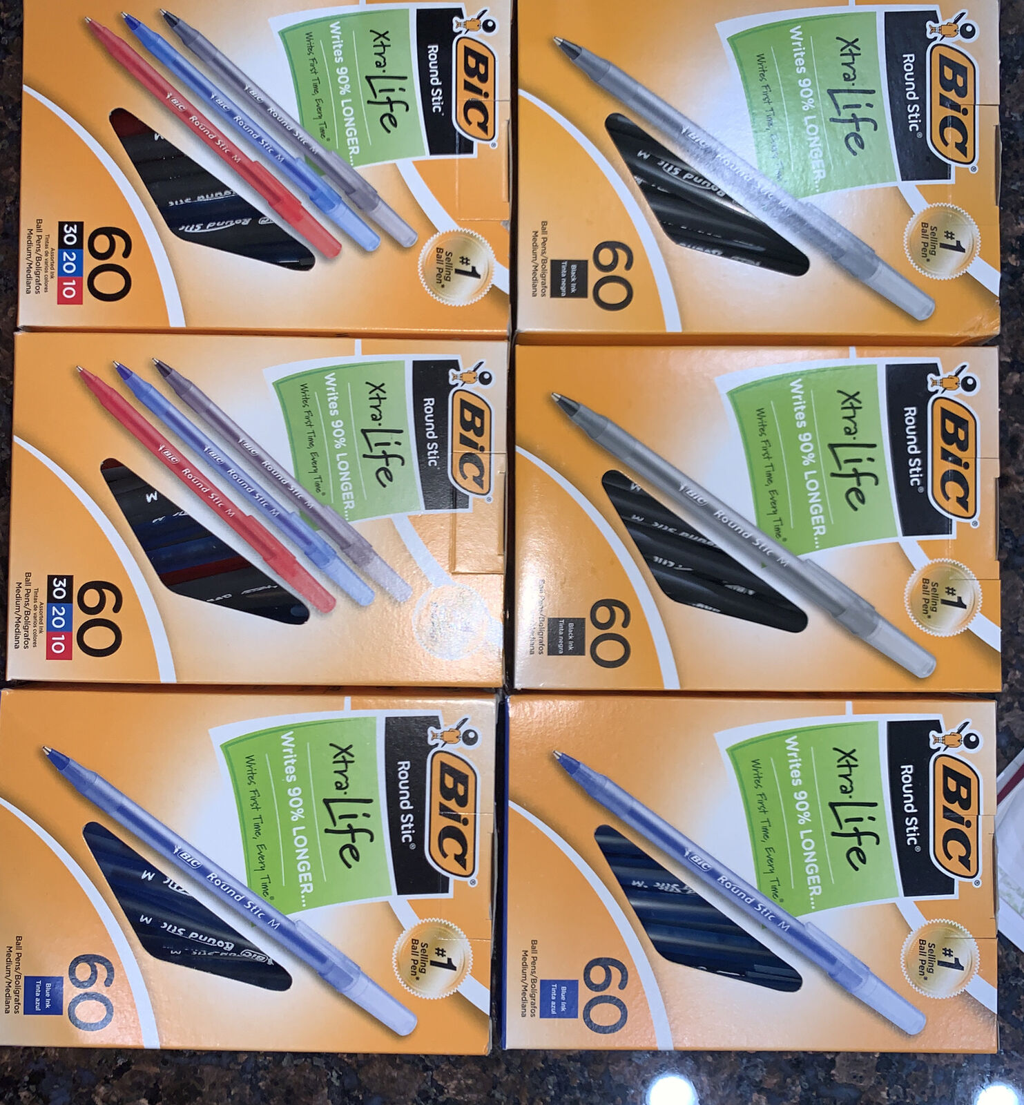 BIC Round Stic Xtra-Life Ballpoint Pens 360 Pens Medium 1.0 mm Assorted 24298912