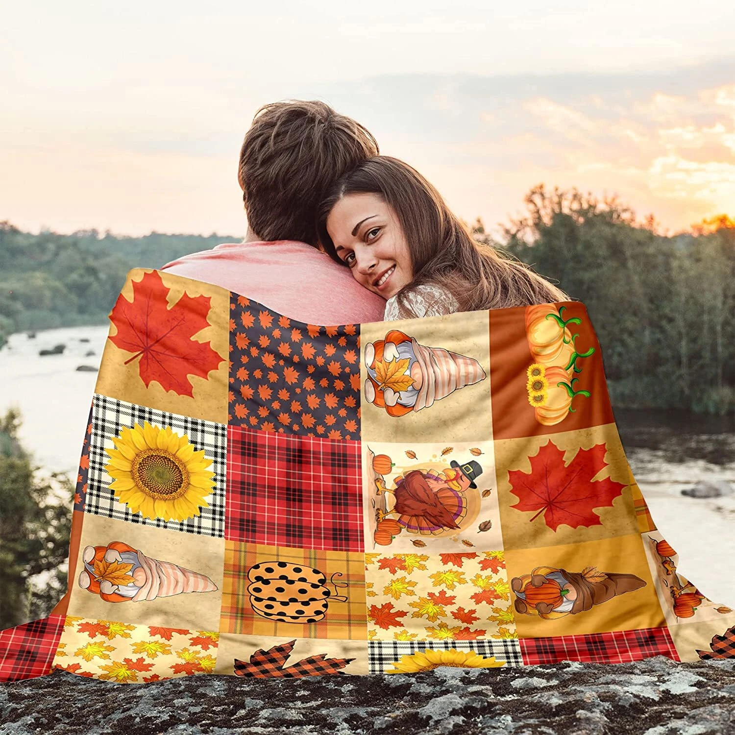 Thanksgiving Pumpkin Blanket Super Soft Flannel Fleece Throw Blankets Pumpkin