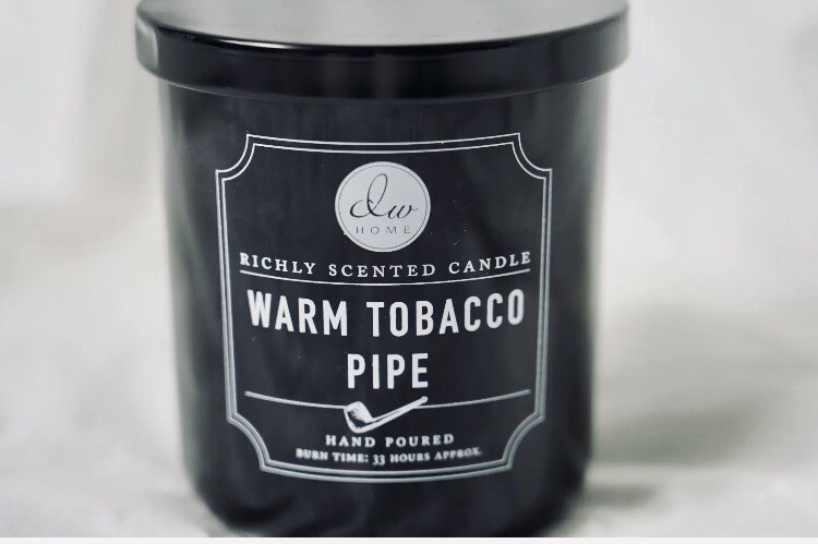DW Home Richly Scented Candle Warm Tobacco Pipe 33 hour burn Single Wick 9.7oz 