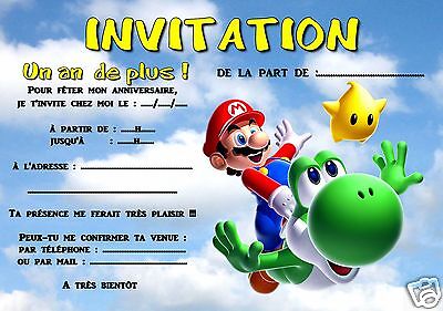 5 Or 12 Birthday Invitation Cards Mario Ref 298 Ebay