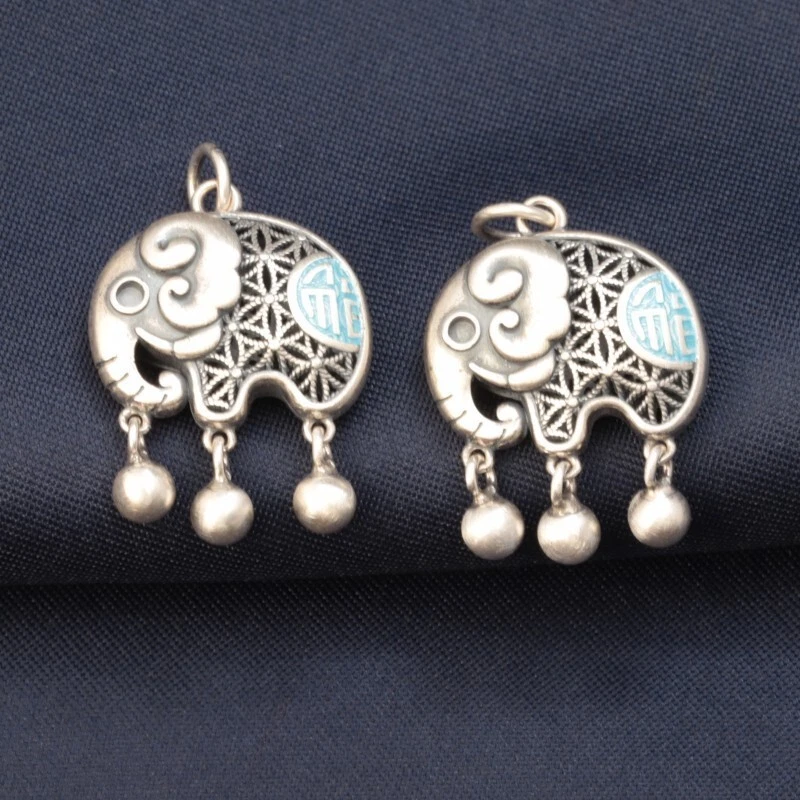 A22 Rimorchio Elefante Con Motivo E Palline D'Argento Argento Fine 990 - Immagine 4 di 4