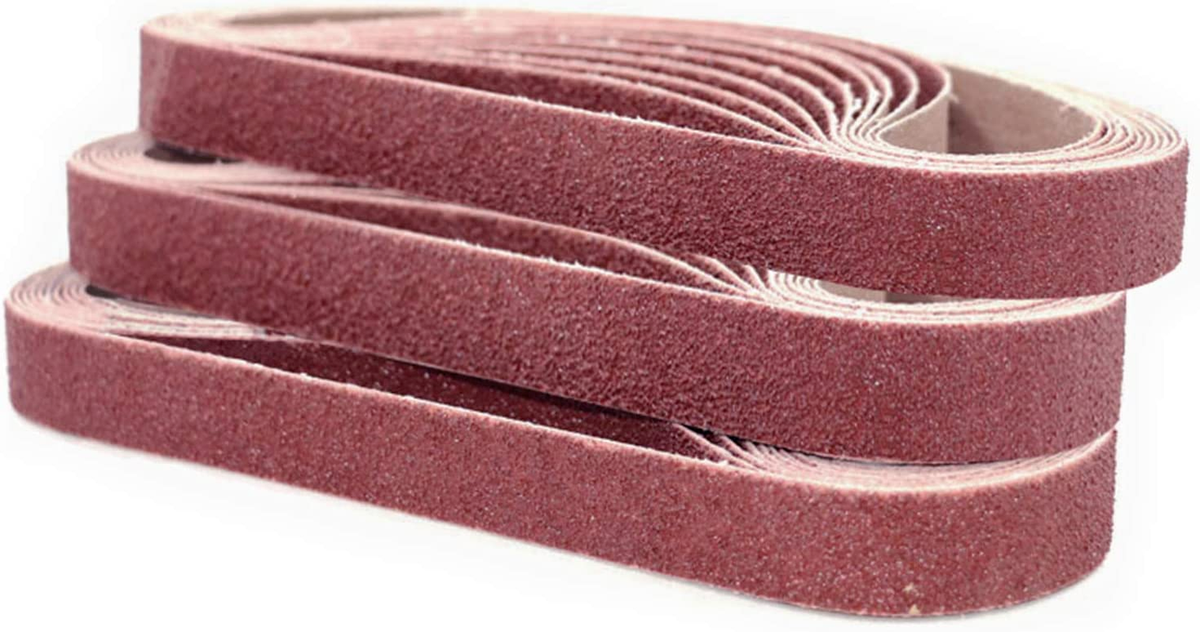 10-Pack 1.5x30 Inch 120 Grit Aluminum Oxide Sanding Belts - Pipe & Tube Sander
