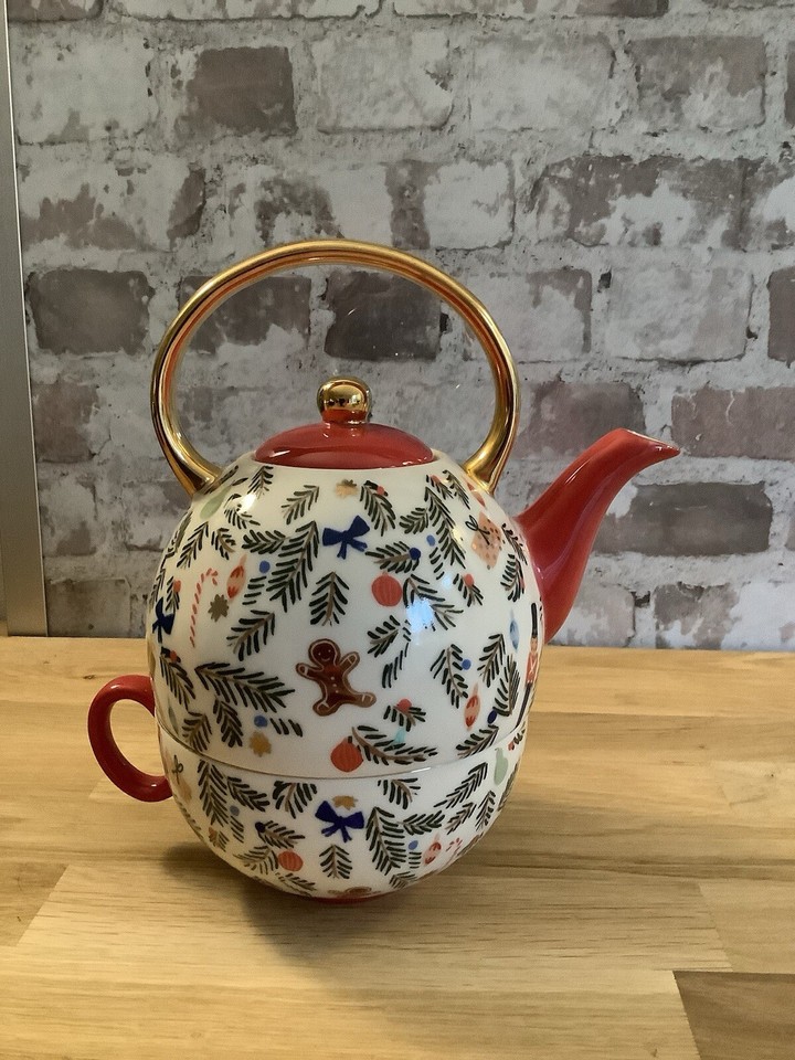 Anthropologie RetiredNutcracker Teapot and Mug Set Holiday Christmas