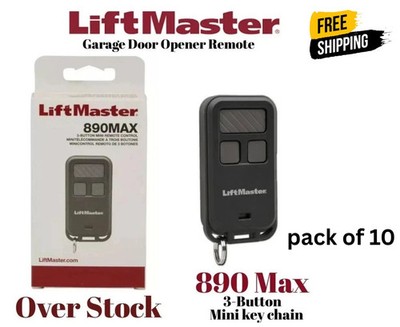 10 pack LiftMaster 890MAX 3-Button Mini Keychain Garage Door Remote Control Open