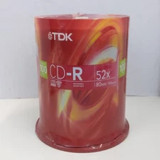 TDK CD-R 100 Pack 52x 80min 700MB Blank Recordable Media Spindle New Sealed