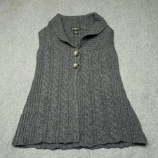 Eddie Bauer Sweater Women's Gray Large Lambs Wool Cable Knit
