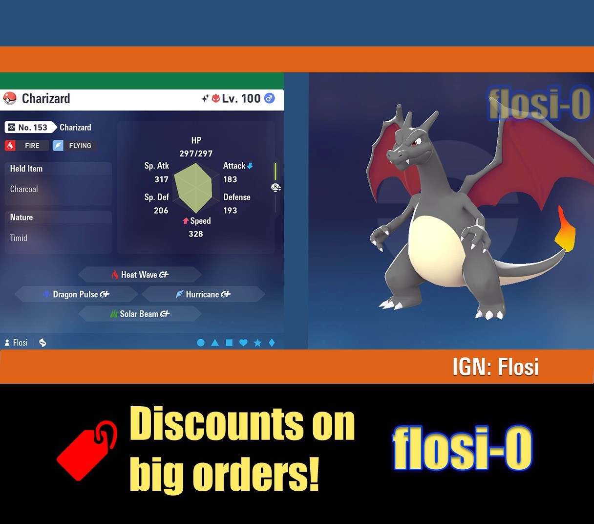 6IV Shiny Charizard Special Attacker Pokemon Legends ZA (Leyendas Z-A)