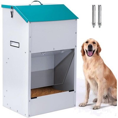 50 lbs Automatic Dog Feeder: Durable Galvanized Design for Outdoor Use