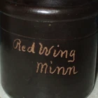 SMALL ANTIQUE RED WING POTTERY CROCK LABELED "ELLEN"