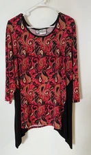COLLECTIONS ETC Womens XXL Multi Colored Boat Neck 3/4 Sleeves Tunic Top Blouse