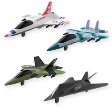 Diecast Toy Planes Set of 4 US Air Force Fighter Jets Pull Back Action