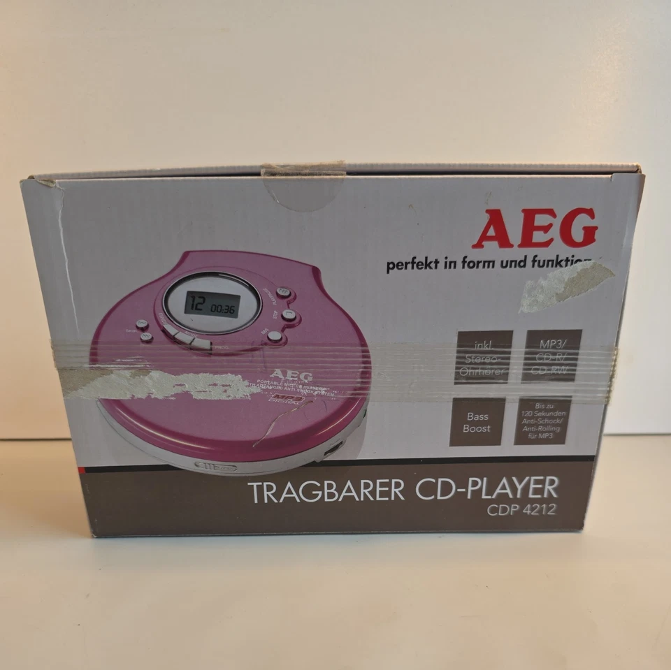 AEG Discman Pink Tragbarer MP3 CD Player CDP Player 4212 Ovp Neu