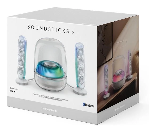 Harman Kardon Set altoparlanti pc SOUNDSTICKS 5 Clear white 190W HKSOUNDSTK5WEP - Immagine 2 di 4