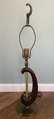 Mid-Century Modern Sculptural Crescent Moon 27  Tall Table Lamp Heavy Metal