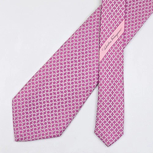 Salvatore Ferragamo Tie Silk Necktie Life Preserver on Fuchsia Pink