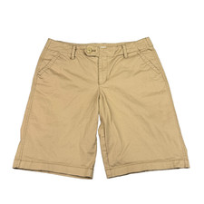 St John s Bay Women s Classic Bermuda Shorts 12 Khaki Tan Preppy Long Comfy