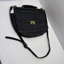 Jack Georges University Executive Black Leather Briefcase Messenger Bag Made USA