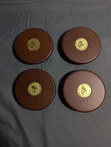 Vintage Fenton Medallion Collection Wood Base 4 Round