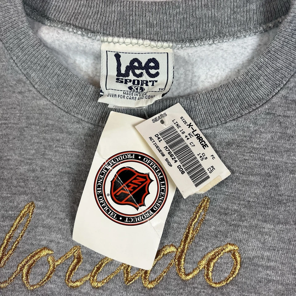 Sudadera De Colección Años 90 Lee Sport Colorado Avalanche NHL Gris Talla XL 1996 NUEVA CON ETIQUETAS Foto 4 de 4