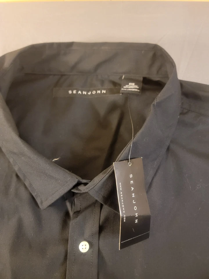 Camisa Sean John Para Hombres 6XB Grande Negra Lino Blassic Abotonada Y2K Foto 3 de 4