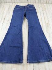Anthropologie Pilcro High Rise Wide Leg Flare Jeans Size 29 Dark Wash Stretch