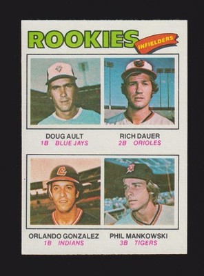 1977 TOPPS #477  ROOKIE INFIELDERS Ault / Dauer / Gonzalez / Mankowski  EX-MT  A