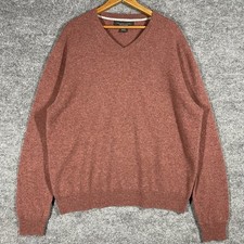 Bloomingdales The Mens Store Cashmere Sweater Mens Size XL Berry Red V Neck
