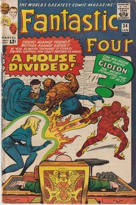 ~FANTASTIC FOUR #34~ (1965) ~1st GREGORY GIDEON, THOMAS GIDEON~''A House Divided''