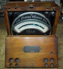 Vintage Weston Model 45 DC Voltmeter Antique and early version ornate panel