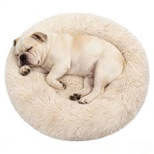 Calming Donut Dog Bed Medium Size Dog - Washable Removable Cover Non-Slip Bot...