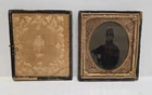 Original Civil War Union Soldier Tintype Photo Portrait in Patriotic Mat Ship...