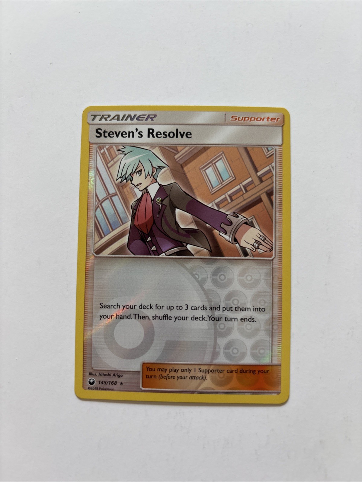 Steven's Resolve 145/168 Rev Reverse Holo SM Celestial Storm Pokemon NM